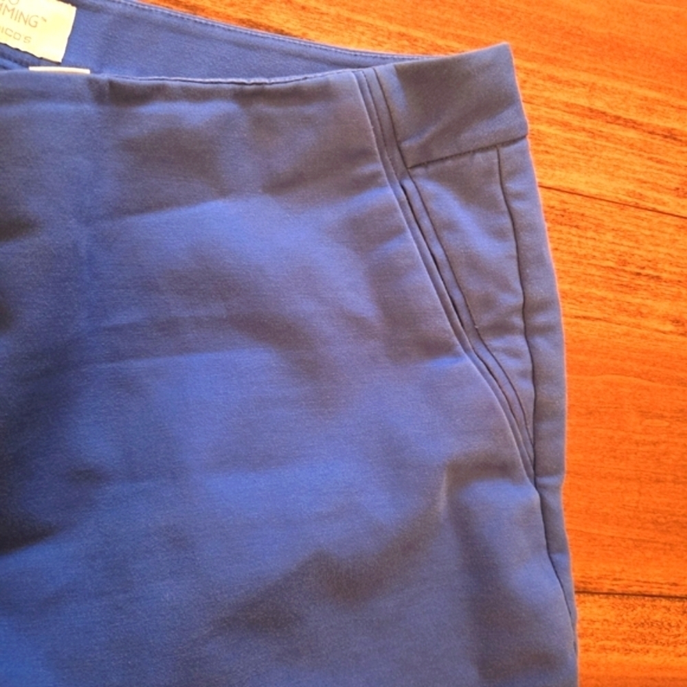 Chicos So Slimming 2.5 Women's (M/14) Royal Blue Cuffed Crop Pants Straight Leg - Picture 10 of 16
